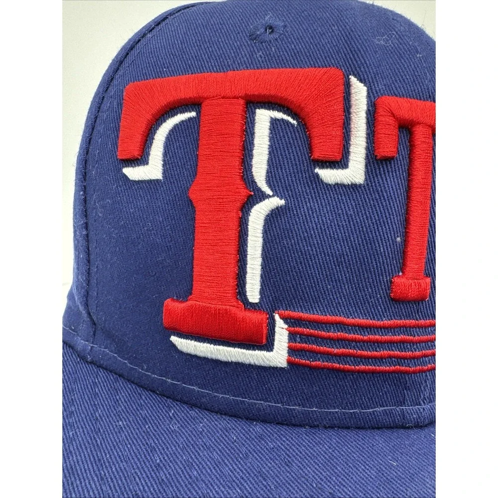 Texas Rangers Hat Cap Snapback Blue New Era 9Fifty Spell‎ Out Logo MLB